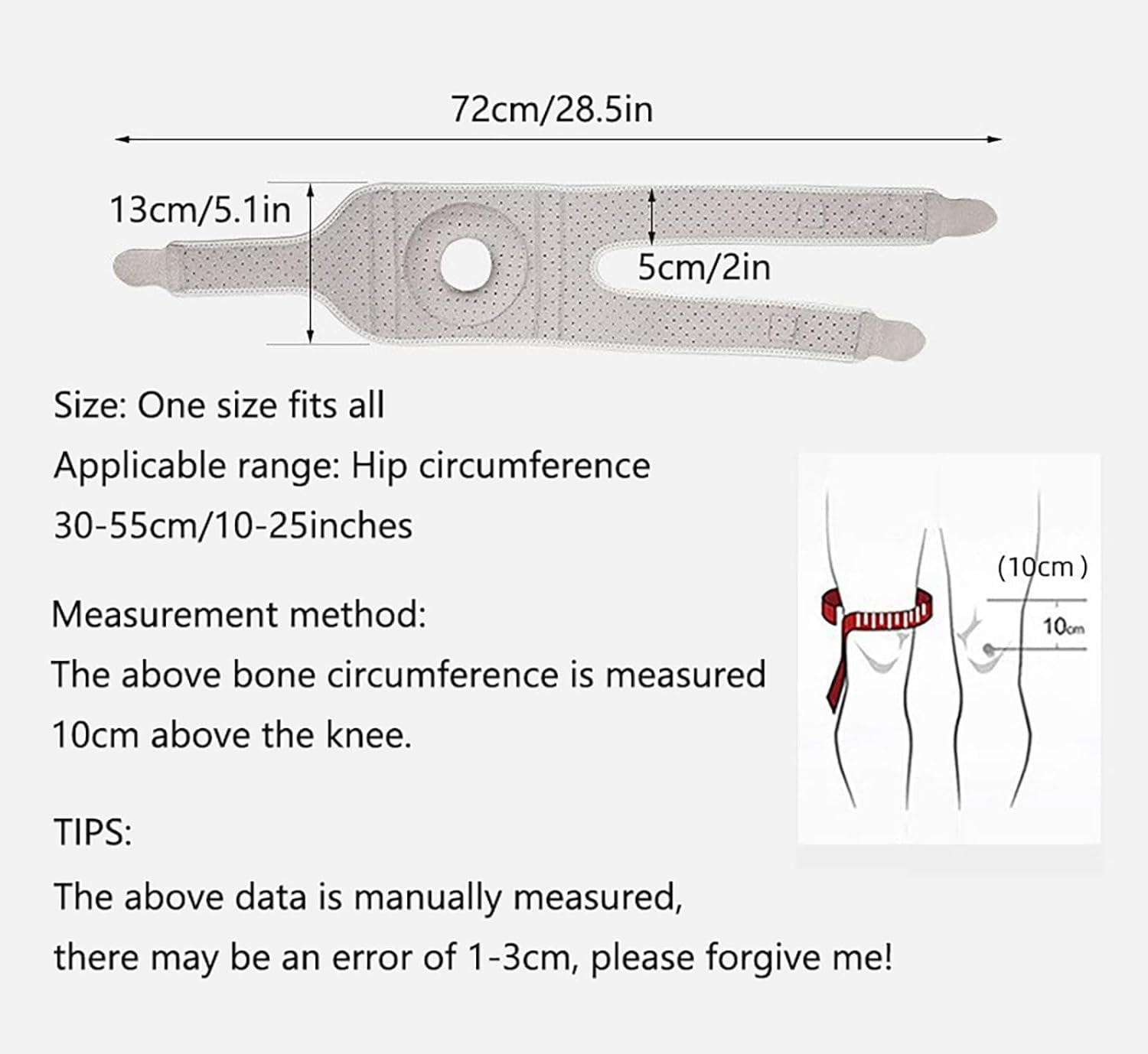 Adjustable Knee Brace for Men & Women, Patella Support with Gel Pads & Side Stabilizers – Compression Knee Strap for Running, Basketball, Cycling, Football, Mountaineering, Tennis