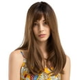 thumbnail image 2 of Women Gradient Mature Natural Beautiful Wigs with Bangs Natural Wave Long Curly Heat Resistant LLD-LC167, 2 of 9