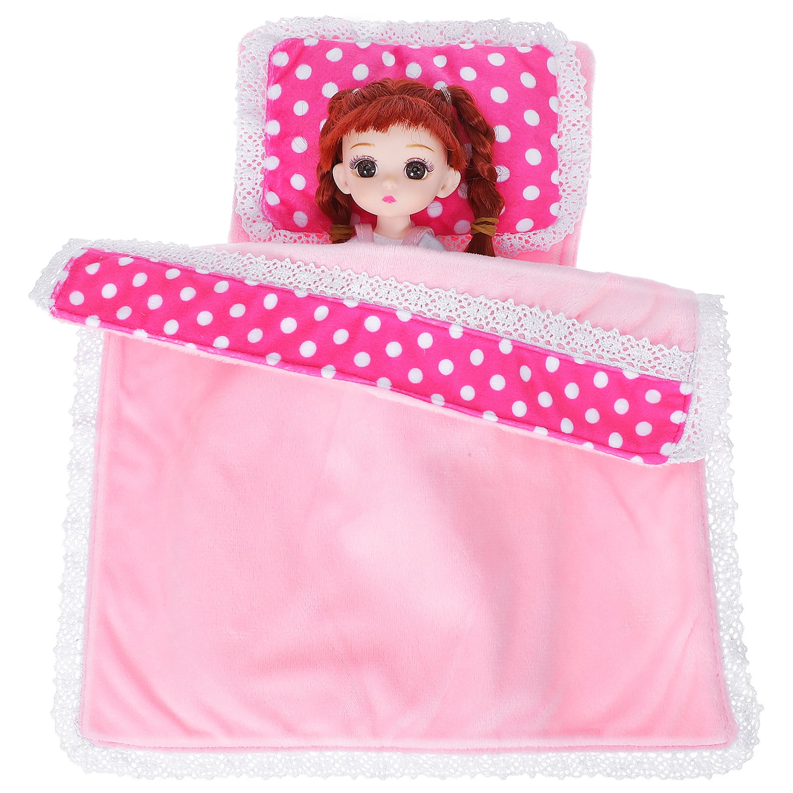 Parure De Lit Pour Maison De Poupée 1/12 - Ensemble Drap, Couette Et 3 Oreillers - Motifs Cœurs Et Fleurs - Accessoire Miniature Réaliste - Cadeau DIY Pour Enfants