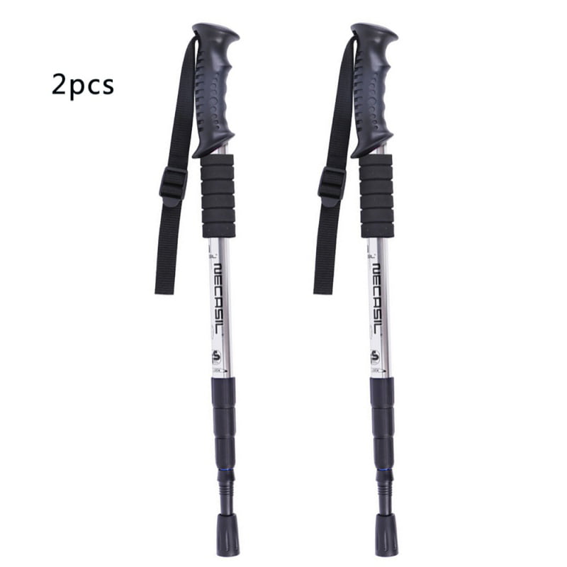 2pcs Antishock Trekking Walking Hiking Pair Stick Pole Anti-skid 66-135 cm Black 