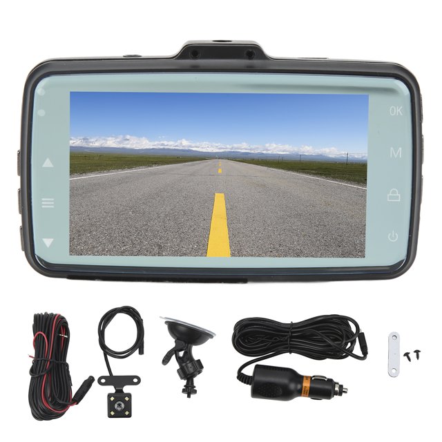 Videocámara universal para automóvil de 3 pulgadas, cámara dual de tablero gran angular negra de 1080p y 170 ° para accesorios de automóvil