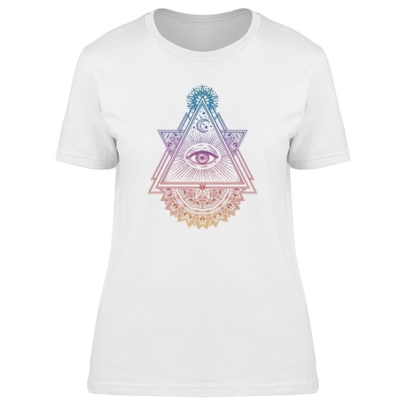Colorful Sacred All Seeing Eye T-Shirt Women -Image by Shutterstock, Female x-Large