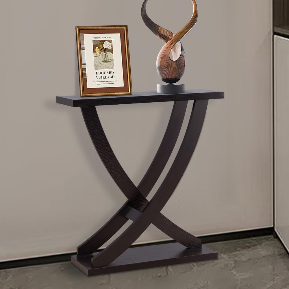 Royard Oaktree 31" Small Console Table, Farmhouse Wood Entryway Table with Curved Intersecting Legs