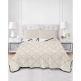 thumbnail image 2 of Full Size Quilt Bedding Set, Beige Plaid Reversible Summer Quilt 3 Pieces, Classic Minimalist Abstract Geometric Grid Lightweight Bedspreads Coverlets with 2 Pillow Shams for All Seasons, 2 of 5