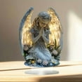 thumbnail image 6 of Spiritual Praying Angel Light-Up Decor, Resin Angel Figurine with Warm Wing Glow & Floral Details, Comforting Statue for Desk, Bedroom, Living Room Home Decor (White), 6 of 6
