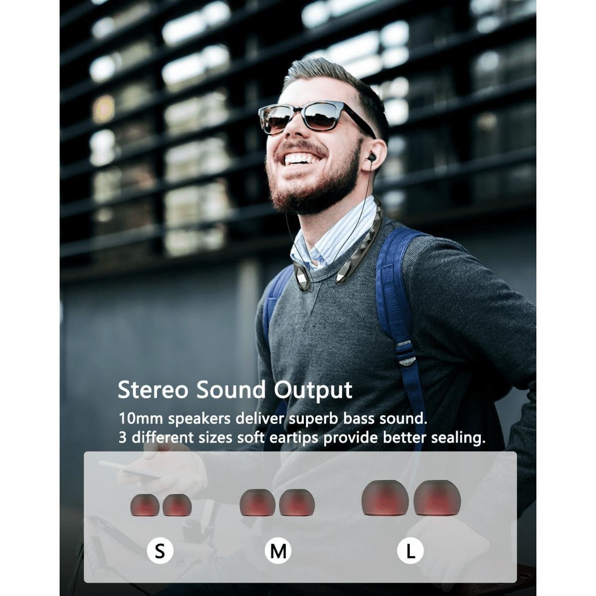 Long-Lasting Bluetooth Neckband Sports Running Wireless Earphones BBH-919 Stereo Sound Call Function Voice Control Music Support
