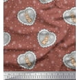 thumbnail image 1 of Soimoi Brown Silk Fabric Snowflake,Heart & Reindeer Face Animal Printed Fabric 1 Yard 42 Inch Wide, 1 of 1
