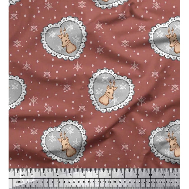 Soimoi Poly Georgette Fabric Boy,Surfboard And Beach Bird Printed Fabric 1 Yard 52 Inch Wide