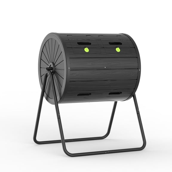 Joxxoaa Outdoor Tumbling Composter Dual Rotating Batch Compost Bin, 43 Gallon Black Door,Independence Day