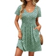 thumbnail image 3 of UVN Summer Dresses for Women Boho Floral Print Midi Dresses Casual Short Sleeve U Neck Beach Sundress with Pockets, 3 of 10
