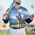 thumbnail image 5 of Vsdgher Blue Sky Dog Mens T-Shirts Baseball Vintage Fashionable Lightweight Casual Crew Neck Slim Fit with Long Sleeves-Large, 5 of 7