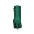 thumbnail image 2 of BLISSFUL STEP Women's Pointy Toe Buckle Stiletto Heels Ankle Boots Green 8, 2 of 7