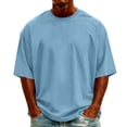 thumbnail image 2 of Plus Size 5XL Men's Shirt Short Sleeve 100%Cotton T-Shirts Breathable Crew Neck Athletic Tshirts Casual Summer Tops, 2 of 8