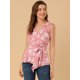 thumbnail image 3 of Top peplum envolvente Allegra K con dobladillo asimétrico En la cintura cuello En V sin mangas Rosa L, 3 of 6