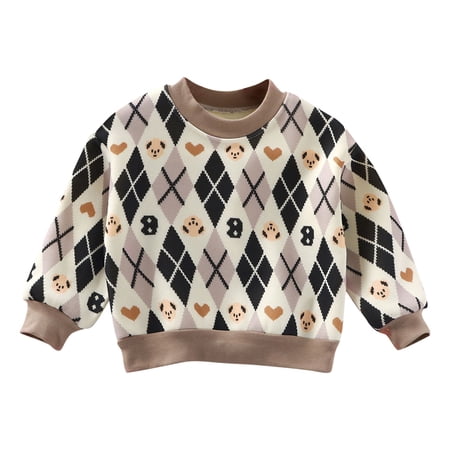 Coerni Toddler Baby Fleece Pullover Warm Sweatshirt Boys Girls Cotton Soft Fashion Tops Sweaters Casual Hundred Padded Shirts