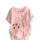 thumbnail image 1 of Vestidos Casuales Para Mujer, Blusas De Mujer De Moda Blusa informal de lino con cuello redondo, manga corta y botones para mujer, 1 of 4