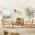 thumbnail image 3 of Pemberly Row Modern Slat Back 4 Piece Solid Wood Chat Set - Brown, 3 of 6