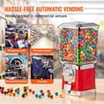 thumbnail image 5 of Gumball Machine for Kids, 17" Candy Dispenser, Coin Operated Vending Machine, PC Gumball Bank for Home, Game Rooms, Bouncy Balls & Candy, Red, 5 of 6