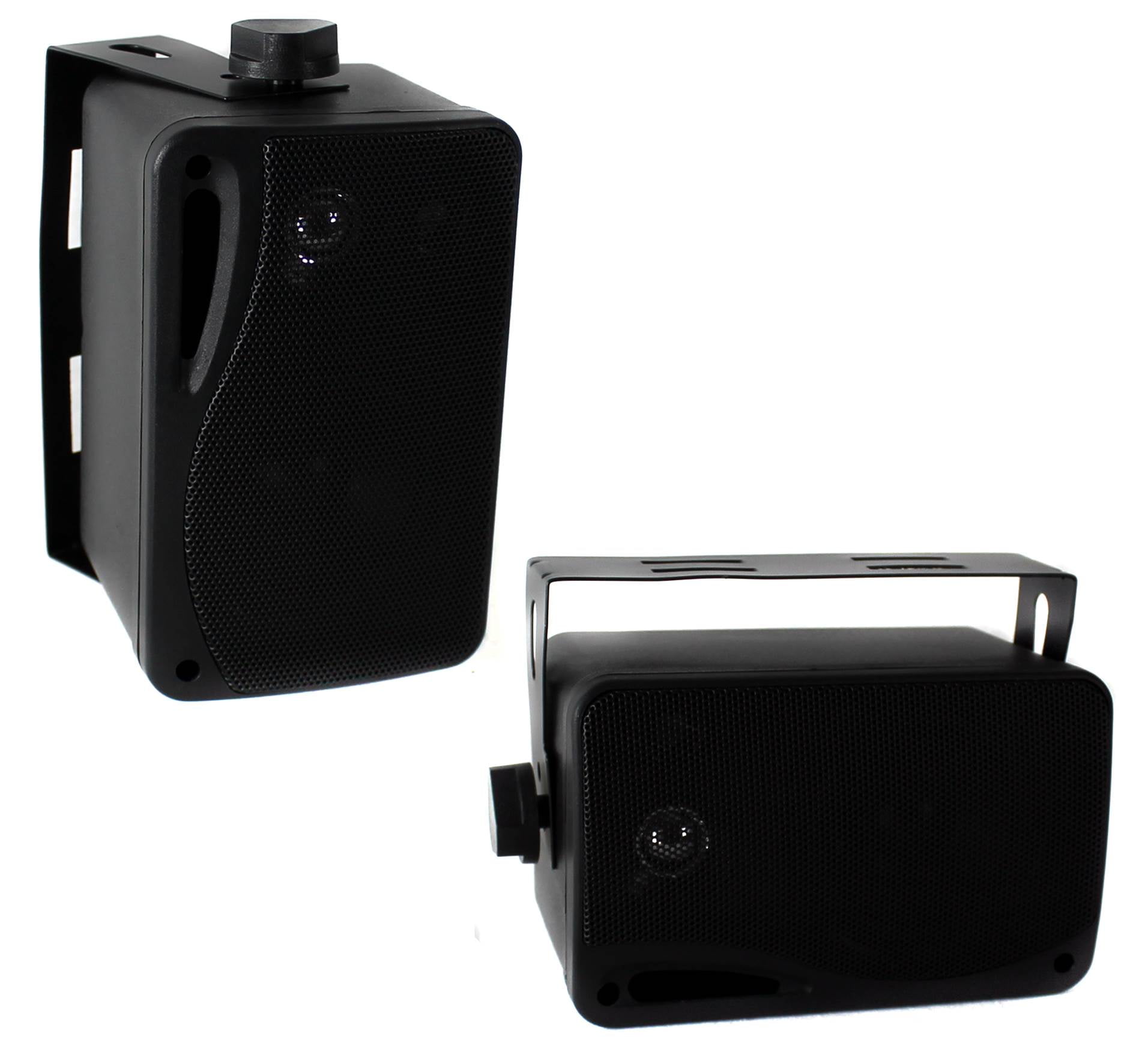 New 2 Pyle 3.5" 200W 3-Way Weather Proof Mini Box Outdoor/Marine Speakers Black 