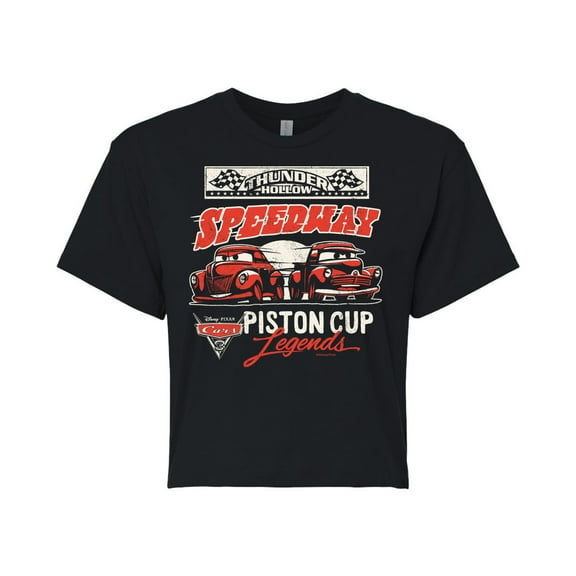 Disney Cars - Thunder Hollow Speedway Piston Cup Legends - Juniors Cropped Cotton Blend T-Shirt