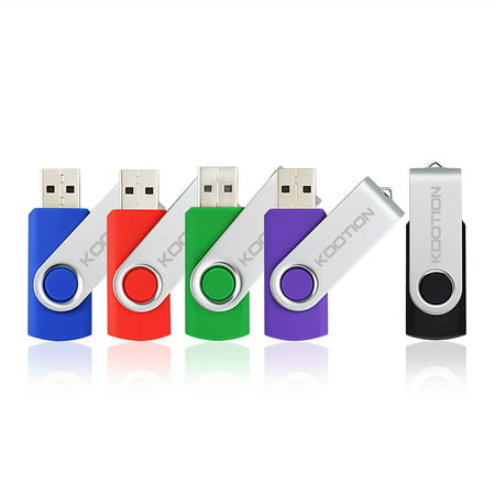KOOTION 5 Pack 16GB USB 2.0 Flash Drive Thumb Drives Memory Stick, 5 Mixed Colors: Black, Blue, Green, Purple, (Best Secure Usb Drive 2019)