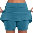 thumbnail image 2 of Skorts for Women with Pockets High Waisted Tummy Control Skirts Plus Size Casual Summer Athletic Skort Blue 5XL, 2 of 8