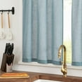 thumbnail image 4 of Curtainking Kitchen Window Curtains and Valance Set Farmhouse Curtains Blue Linen Semi Sheer Cafe Curtains 3-Pieces Rod Pocket 52" x 24", 4 of 7