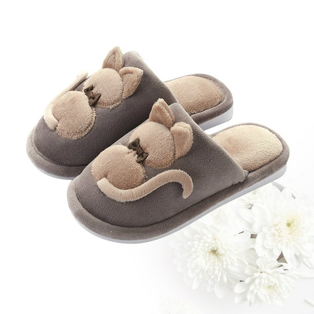 1 Pair Cat Shape Plush Slippers Cartoon Cat Slippers Warm Cat Shape Slippers Warm Cotton Kids Slippers Semi enclosed Children Slippers for Girls Boys