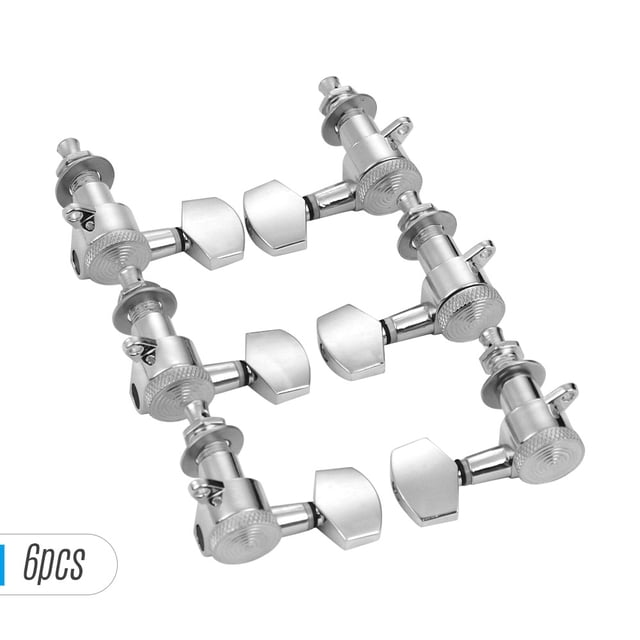 Pack of 6 Guitar String Tuning Pegs Locking Tuners Machine Heads Knobs 3L3R for Acoustic Electric Guitars Replacement Accessories with Mounting Screws and Ferrules Silver