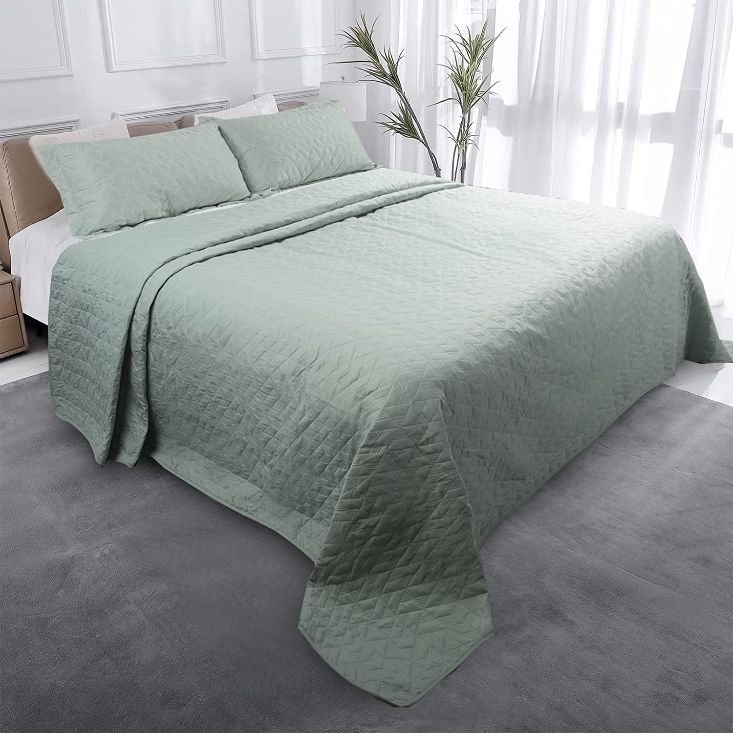 OFIXI Oversized King Plus 128"x120" Quilt Set 3 Pieces Extra Large King