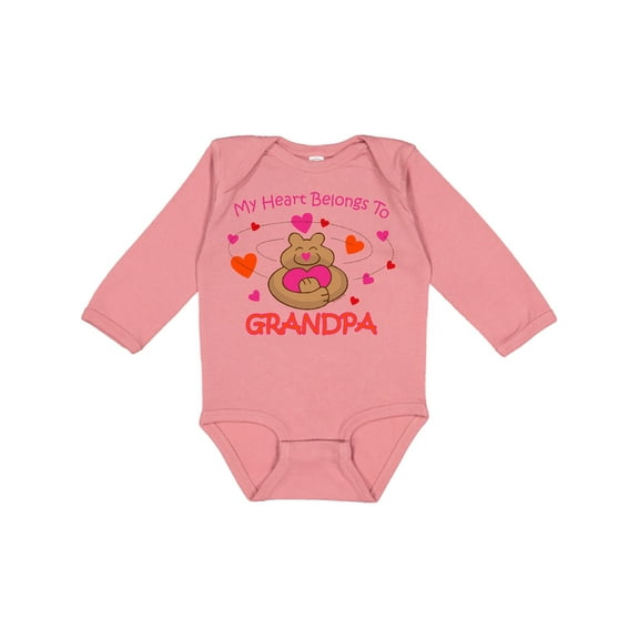 Inktastic Heart Belongs To Grandpa Girls Long Sleeve Baby Bodysuit