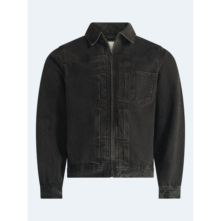 Free Assembly Men's Pleated Zip Front Denim Jacket photo 6