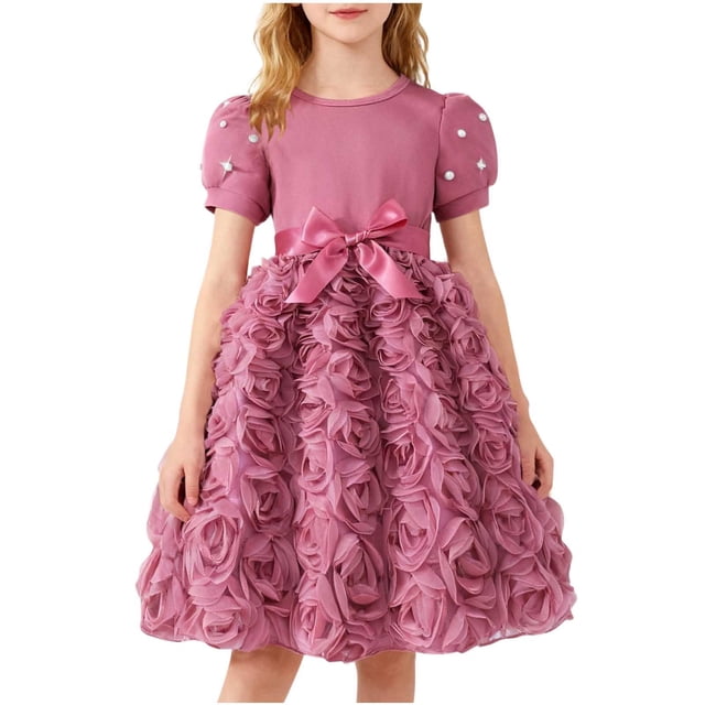 Tauxra Robe Décontractée à Manches Courtes et Col Rond pour Femmes avec Détail Nœud en Maille, Ensemble Jupe Fluide et Confortable 2 Pcs pour Usage Quotidien et Séance Photo