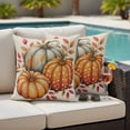 thumbnail image 4 of Burnt Orange Pumpkin Fall Outdoor Waterproof Pillow Covers, Thanksgiving Botanical Leaves Rustic Decorative Square Throw Pillowcase Sofa Cushion Sham for Patio/Couch/Chair, 16"x16" 2 Pack, 4 of 8