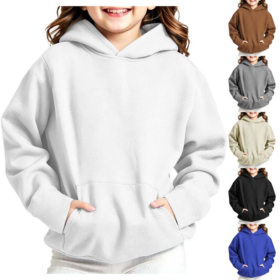 HomeDM Boys and Girls Sweatshirts Long Sleeve Pullover Hoodies with Pockets Solid Color
