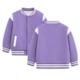 thumbnail image 3 of Kids Baseball Jackets Boys Girls Fit Varsity Jacket Casual Lightweight Plain Button Cardigan School Coat Purple 170, 3 of 6