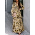 thumbnail image 3 of ZANKLEY Womens Casual Boho Floral Printed V Neck Long Sleeve Maxi Dress for Spring Summer Vacation, 3 of 10