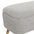 thumbnail image 5 of DecMode Polyester Rounded Upholstered Boucle Storage Bench with Tapered Wood Legs, Gray, 5 of 16