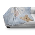 thumbnail image 3 of Gender Reveal Soft Flannel Fleece Throw Blanket, Little Baby Boy and Teddy Bear Toy Heart Shaped Design, Cozy Plush for Indoor and Outdoor Use, 50" x 60", Pale Blue and Sand Brown, by Ambesonne, 3 of 6