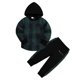thumbnail image 1 of Conjunto de camisa y pantalones deportivos Axumity a cuadros con capucha y pantalones deportivos para niños pequeños, 1 of 7