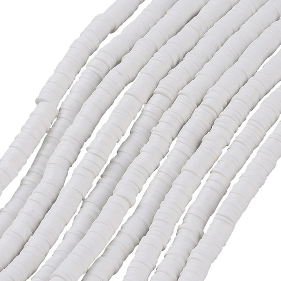 1 Box 380~400Pcs Polymer Clay Spacer Beads 6mm White Polymer Clay Beads Handmade Flat Round Disc Slice Heishi Loose Bead Strand DIY