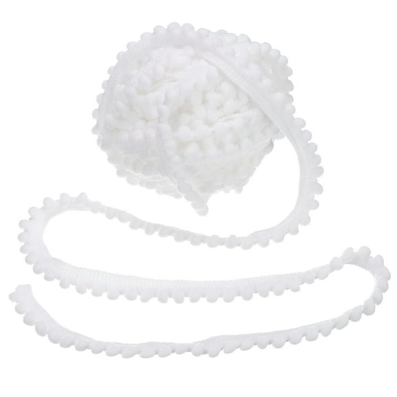 Uxcell 8.5 Yards Pom Pom Trim Ribbon, 0.5" Wide White Pom Pom Ball Fringe Trim Ribbon for DIY Crafts Curtain Clothes Pillow Home Decoration