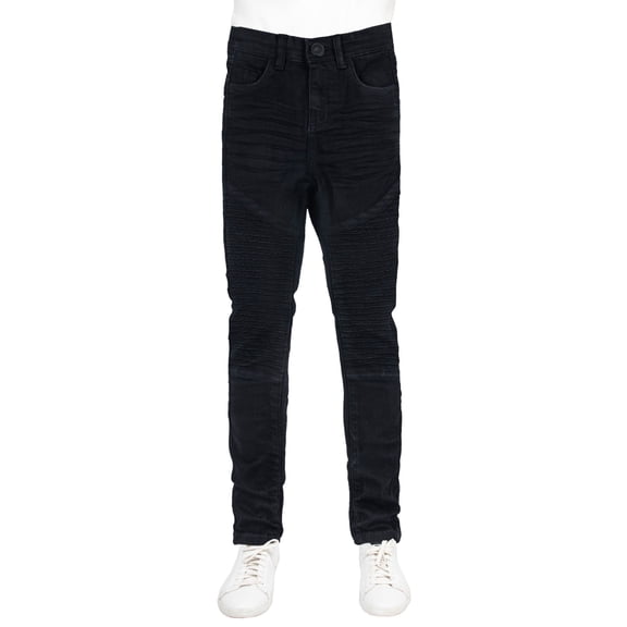X RAY JEANS  Boy's Super Flex Moto Jeans, Black, 16