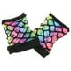thumbnail image 1 of KAKOWELY 1 par de guantes sin dedos de rejilla de doble capa coloridos para mujer, adecuados para fiestas de los 80, bodas, eventos punk, cómodos y duraderos., 1 of 5