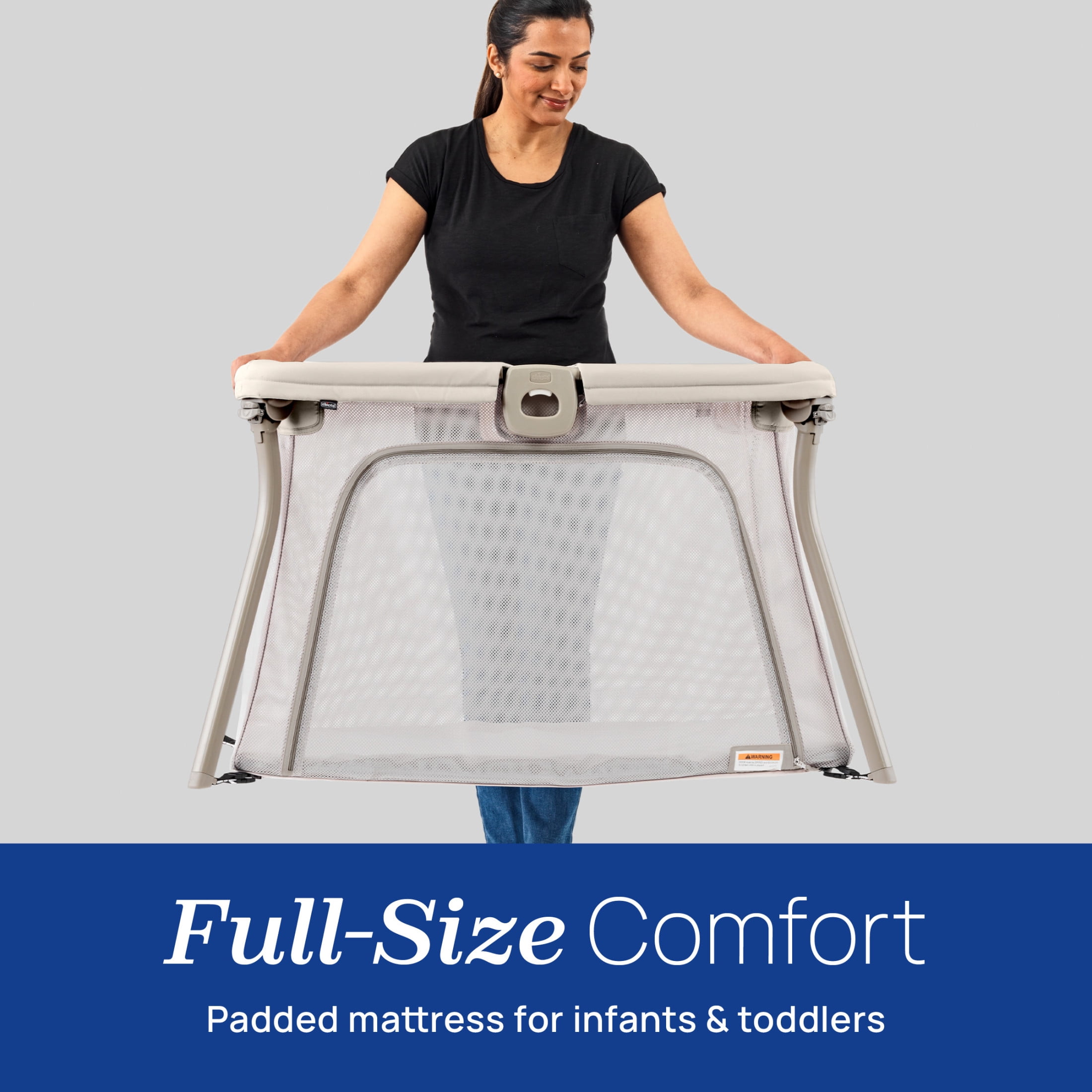 Chicco Alfa Lite Lightweight Travel Playard with Waterproof Mattress, Fitted Sheet Carry Bag - Midnight (Navy), New