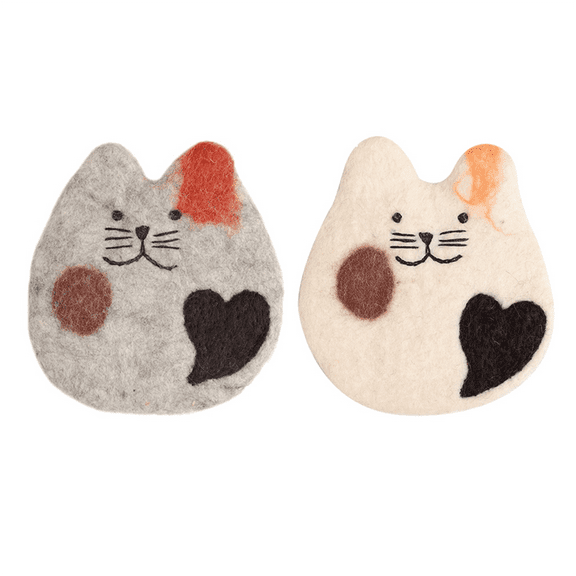 New Arrivals Handmade Felted Wool Cats Coasters for Desk and Table-Kitten Cup Mat