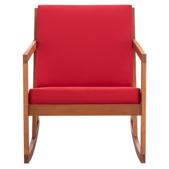 SAFAVIEH Vernon Outdoor Patio Rocking Chair, Natural/Red
