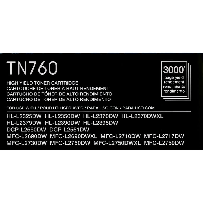 TN760 High-Yield Toner, 3,000 Page-Yield, Black TN760 High-Yield Toner, 3,000 Page-Yield, Black