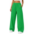 thumbnail image 2 of Womens Fleece Lined Wide Leg Sweatpants Elastic High Waist Loose Casual Long Pants With Side Pockets S, 2 of 6