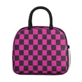 thumbnail image 2 of Pink and Black Checkered Pattern Insulated Leakproof Lunch Box for Work, Lunch Bag for Women Men, Loncheras Para Mujer for Beach Travel Picnic Camping, 2 of 6